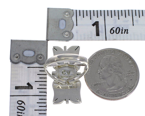 Southwest Authentic Sterling Silver Multicolor Inlay Ring Size 8-1/4 QX75885